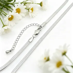 Detailed view of silver stainless steel blade chain with a secure lobster clasp.