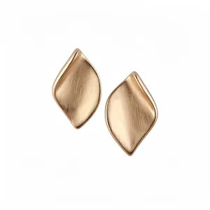 Minimalistische Blatt Ohrstecker Aus Gebürstetem Kupfer Für Damen Elegant Kleines Design Mattes Finish Schmuck Zubehör Alltag
