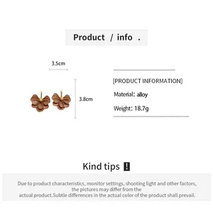 Detailed technical info showing the size and weight of vintage brown enamel flower earrings