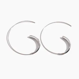 Modern minimalist silver metal C-shaped geometric hook earrings for chic everyday wear