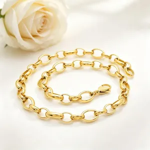 Collier et Bracelet à Maillons Ovales en Acier Inoxydable Haut de Gamme pour Femmes Hommes Bijoux Électroplaqués Minimalistes Accessoire de Mode