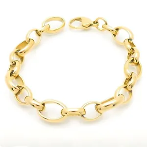 Photo principale d'un bracelet en chaîne épaisse en acier inoxydable doré minimaliste unisexe