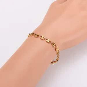 Gouden roestvrijstalen koffieboon varkensneus kettingarmband voor dames