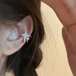 14K Gold Plated Zirconia Star Ear Cuff For Women Fashion Copper Star Earrings Non Pierced Cartilage Jewelry Star Earcuff