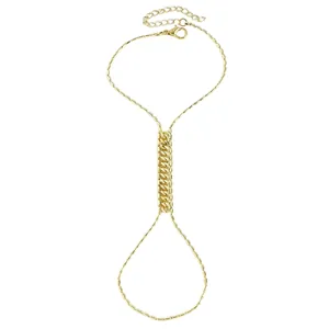 Bracelet esclave doré minimaliste avec détail de chaîne gourmette et perles élégant