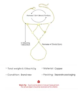 Guide complet des tailles et matériaux pour bracelet de doigt doré avec cœurs en cuivre