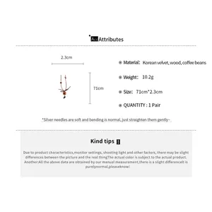 Detailed product specifications for the Korean velvet and wood puppy pendant necklace