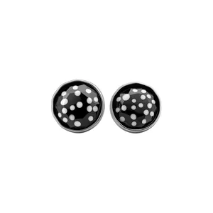 Vintage Punktmuster Runde Ohrstecker Für Damen Nischen-High-End-Stil Eleganter Silberstift Legierung Glas Retro Geometrischer Schmuck