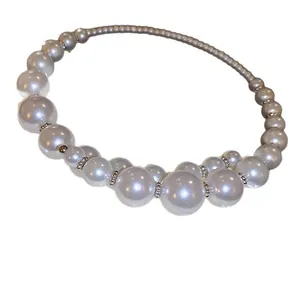 Elegante collana di perle irregolari francese, catena di clavicola per donna