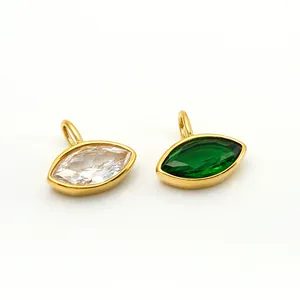 Colgantes marquesa de acero inoxidable con circonitas blancas y esmeralda para joyas