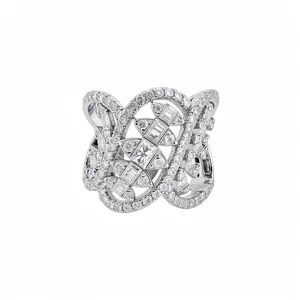 Geometric Twisted Oval Open Ring For Women Copper Zirconia Inlaid Adjustable Index Finger Ring Light Luxury Fashion Hand Jewelry