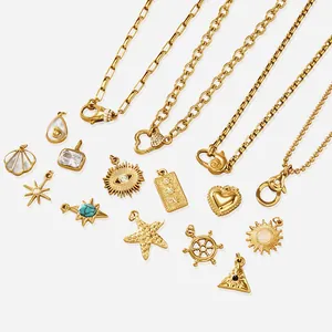 Stainless Steel Gold Plated DIY Necklace Functional Lobster Clasp Pendant Chain For Women Rhinestone Charm Necklaces Jewelry