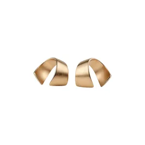 Orecchini a Bottone Spazzolati a Forma di C Minimalisti da Donna Con Perno in Argento Sterling 925 Lega Oro Argento Gioielli da Pendolare