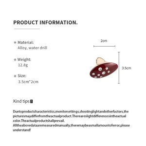 Detailed product specifications for vintage red enamel oval ring with rhinestones
