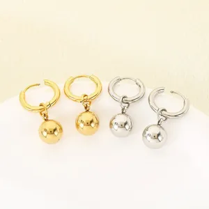 Minimalistische Roestvrijstalen Bal Druppel Oorbellen Hoogglans Goud Zilver Kraal Oorbellen Voor Dames Heren Sieraden