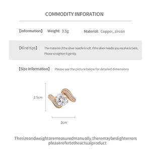 Dimensions détaillées et spécifications des matériaux pour la bague en zircon plaqué or