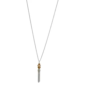 Franse Roestvrijstalen Kralen Kwastje Halsketting Voor Vrouwen Niche High End Mode Lange Trui Ketting Met Schelp En Steen Kralen