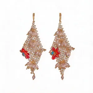 Luxury Zirconia Flower Tassel Earrings For Women Gold Plated Copper Rhinestone Drop Earrings Fashion Elegant Trendy Jewelry Gift