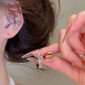 Ster Zirconia Ear Cuffs Voor Vrouwen Zonder Piercing Koper Goud Zilver Verguld Geometrische Ster Oorklemmen Mode Sieraden