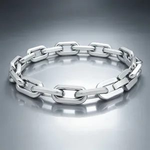 Nahaufnahme eines 8mm Edelstahl-O-Kettenarmbands für Herren mit poliertem Finish