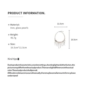 Detail showing product specifications and dimensions for this pearl choker necklace.