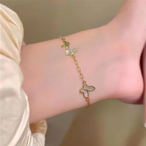 Luxury Copper Butterfly Bracelet Gold Plated Zirconia Inlaid Adjustable Fine Jewelry Accessory For Women Party Gift