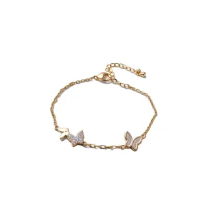 Luxus Kupfer Schmetterling Armband Vergoldet Zirkonia Eingelegt Verstellbar Feiner Schmuck Zubehör Für Damen Party Geschenk