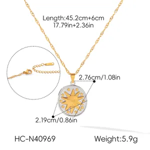 Vintage zonnemedallion hanger ketting van roestvrij staal met afmetingen