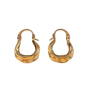Dames Westerse Stijl Geplooid U-Vormige Huggie Hoop Oorbellen Goud Zilver Verguld Legering Niche Ontwerp Sieraden