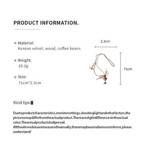 Detailed product information for wooden bead bear necklace with Korean velvet cord