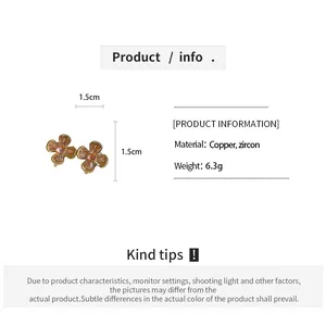 Detailed product information for flower clip-on earrings including material and 1.5cm size