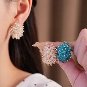 Elegant glass bead cluster earrings with silver needles for a minimalist fashion look