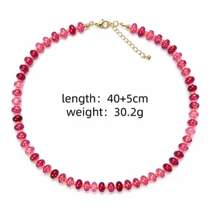 Detailed product information for colorful glass bead necklace showing length and weight