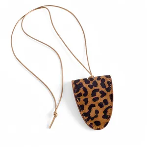 Handgefertigte Leopardenmuster Brillenhalter Halskette Kunstleder Anhänger Lange Pulloverkette Modeschmuck Für Damen