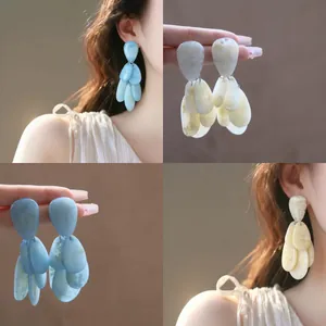 Süße Harz Marmor Wassertropfen Quasten Ohrringe Mit Silber Ohrringpfosten Elegant Designer Stil Nischenschmuck Für Damen