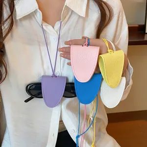 Collana Portaocchiali in Pelle da Donna Motivo Litchi Clip per Occhiali Portatile Catena Lunga da Maglione Accessorio da Viaggio