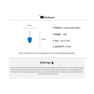 Gedetailleerde productspecificaties voor de blauwe leren brillenclip ketting, 92x6cm