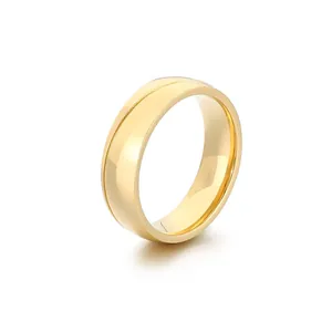 Minimalistischer Unisex-Ring aus 18K vergoldetem Edelstahl mit glänzend polierter Oberfläche