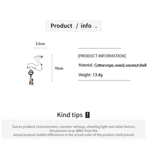 Detailed product specifications for the vintage square wood pendant necklace with sizes