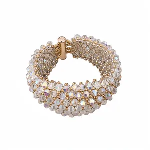 Luxus Kupfer Glas Perlen Armband Für Damen Statement Mehrschichtig Gewebtes Armband Europäischer Mode Schmuck Bankett Party Handschmuck