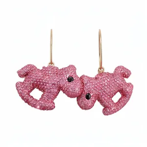 Clay Star Rocking Horse Pendant Earrings For Women Silver Post Rhinestone Inlaid Dangle Stud Earrings Fashion Jewelry