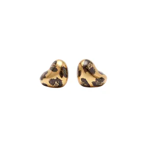 Maillard Vintage Leopardenmuster Harz Geometrische Ohrstecker Für Damen 925 Sterlingsilber Stift Herz Quadrat Ohrringe