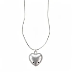 Vintage Copper Zirconia Frosted Silver Color Heart Oval Pendant Necklace Polka Dot Star Snake Chain For Women Jewelry