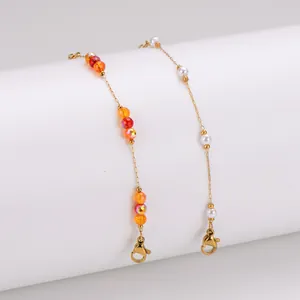 Französischer Stil Vergoldetes Edelstahl Armband Für Damen Bunte Perlen Künstliche Perle Elegant Verstellbarer Schmuck Geschenk