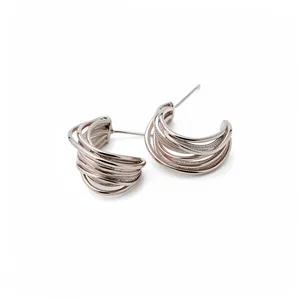 Elegante Mehrlagige C-Förmige Ohrstecker Für Damen Einfacher Luxus Geometrische Kupferohrringe Mit 925 Sterling Silber Stift High-End Alltagsaccessoires