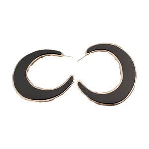 Übertriebene C-Förmige Ohrstecker Mit Acetat-Inlay Metallrahmen Geometrische Statement-Ohrringe Für Damen Trendiger Schmuck