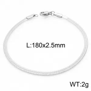 Minimalistisches Edelstahl-Gliederkettenarmband 180mm x 2,5mm, 2g leichte Silberoptik