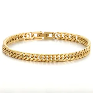 Bracciale a catena barbazzale in acciaio inossidabile dorato con chiusura a gioiello unisex