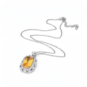Vintage Kupfer Zirkonia Oval Quadrat Anhänger Halskette Für Damen Exquisite Leichte Luxus Schlüsselbeinkette Schmuck Für Bankett Täglich