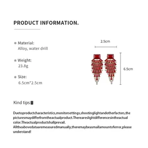 Informations détaillées sur le produit et dimensions des boucles d'oreilles en strass
